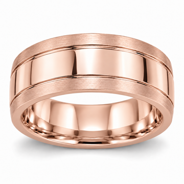 Men’s Contour Inlay 7mm Gold Wedding Band in 14K Rose Gold — original product render