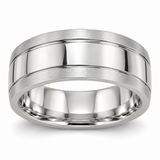 Men’s Contour Inlay 7mm Gold Wedding Band in 14K white gold — illustrative design rendering