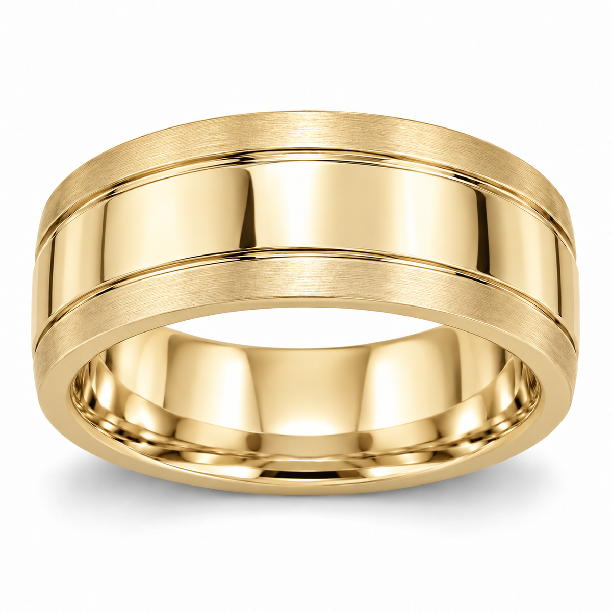 Men’s Contour Inlay 7mm Gold Wedding Band in 14K Yellow Gold — original product render