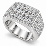 Men’s Skyline Multi-Row Lab Diamond Ring — 4.33 CTW — 14K White Gold alternate angle — illustrative design rendering