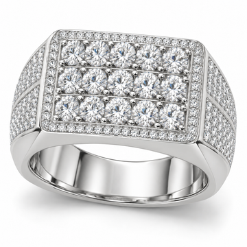 Men’s Skyline Multi-Row Lab Diamond Ring — 4.33 CTW in 14K white gold — illustrative design rendering