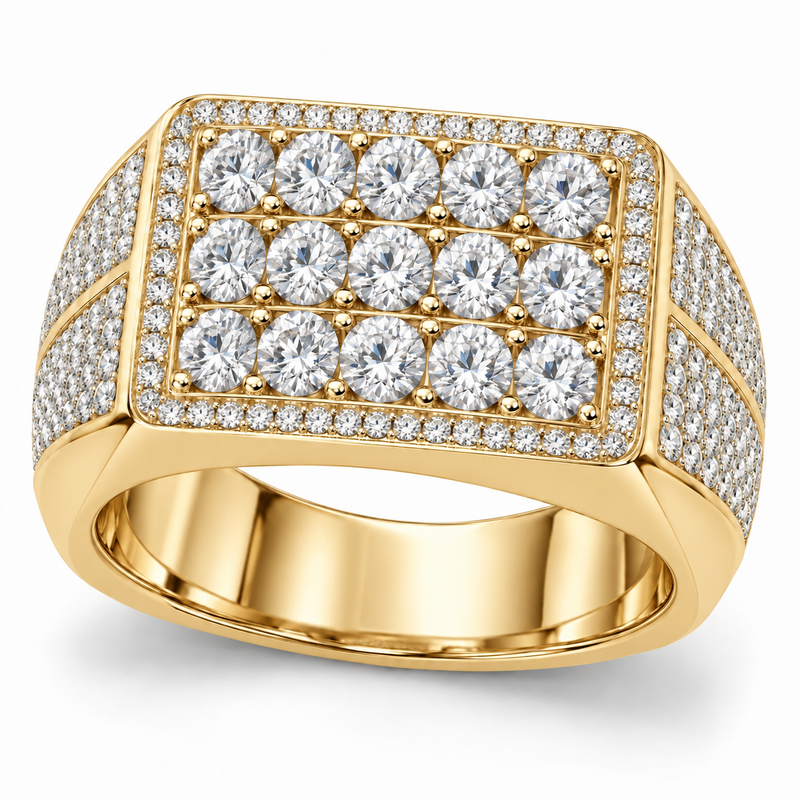 Men’s Skyline Multi-Row Lab Diamond Ring — 4.33 CTW in 14K Yellow Gold — original product render