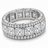 Men’s Asscher Bezel Lab Diamond Eternity Band — 5 CTW — 14K White Gold alternate angle — illustrative design rendering