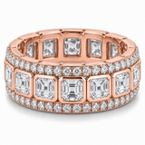 Men’s Asscher Bezel Lab Diamond Eternity Band — 5 CTW in 14K Rose Gold — original product render