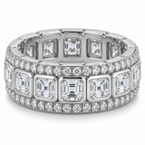 Men’s Asscher Bezel Lab Diamond Eternity Band — 5 CTW in 14K white gold — illustrative design rendering