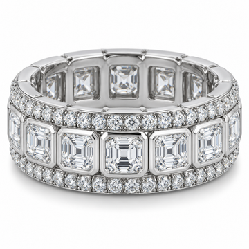 Men’s Asscher Bezel Lab Diamond Eternity Band — 5 CTW in 14K white gold — illustrative design rendering