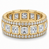 Men’s Asscher Bezel Lab Diamond Eternity Band — 5 CTW in 14K Yellow Gold — original product render