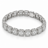 Men’s Asscher Halo Link Lab Diamond Bracelet — 12.84 CTW — 14K White Gold alternate angle — illustrative design rendering