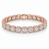 Men’s Asscher Halo Link Lab Diamond Bracelet — 12.84 CTW in 14K Rose Gold — original product render