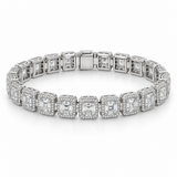Men’s Asscher Halo Link Lab Diamond Bracelet — 12.84 CTW in 14K white gold — illustrative design rendering
