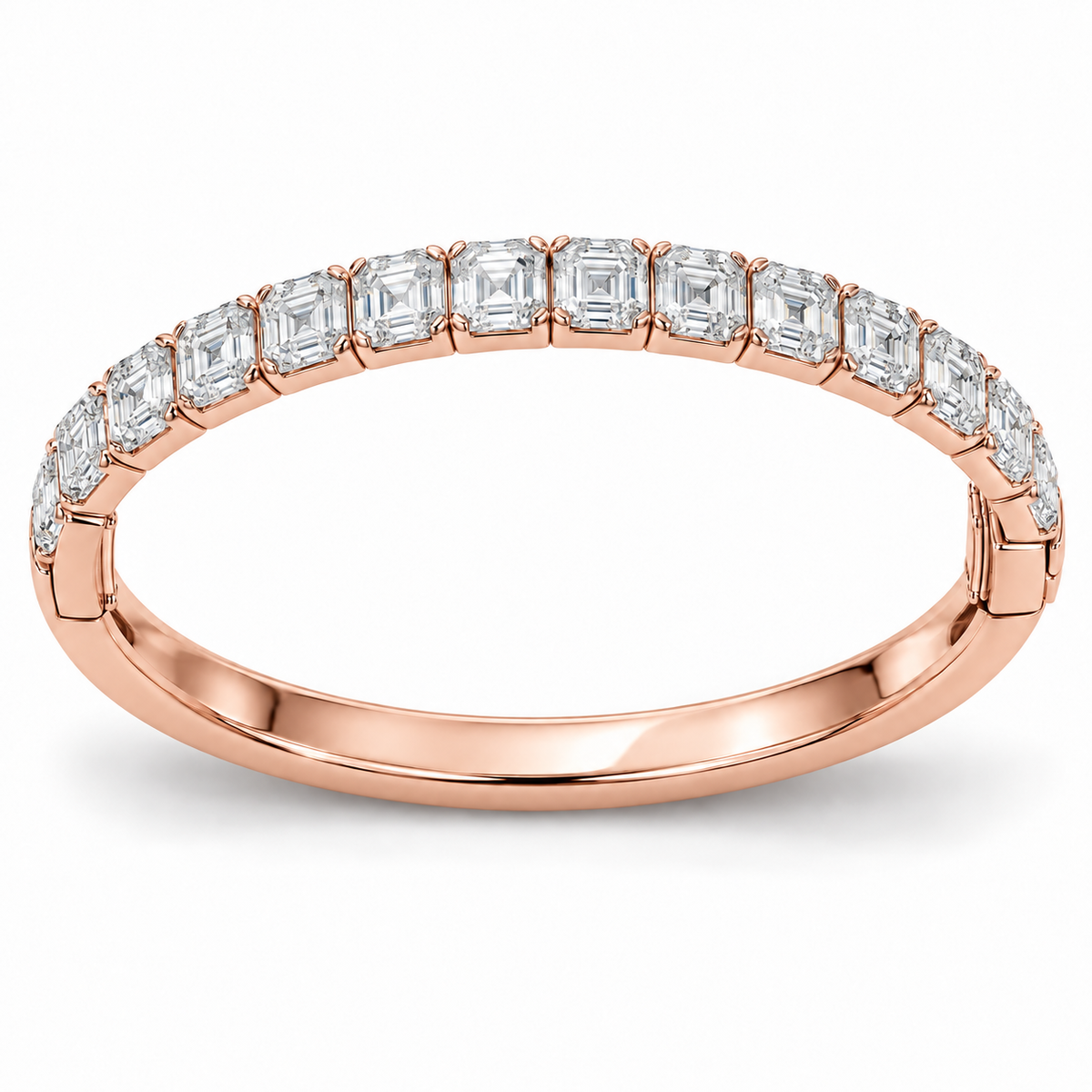 Men’s Asscher Lab Diamond Bangle — 10.75 CTW in 14K Rose Gold — original product render