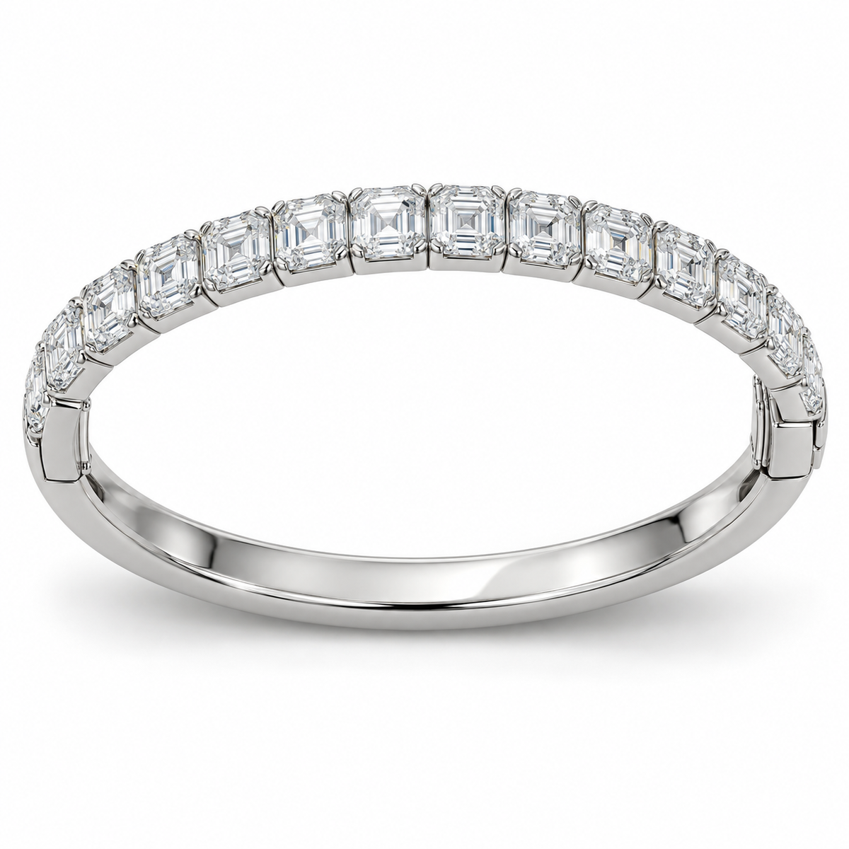Men’s Asscher Lab Diamond Bangle — 10.75 CTW in 14K white gold — illustrative design rendering