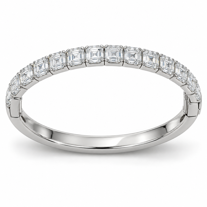Men’s Asscher Lab Diamond Bangle — 10.75 CTW in 14K white gold — illustrative design rendering