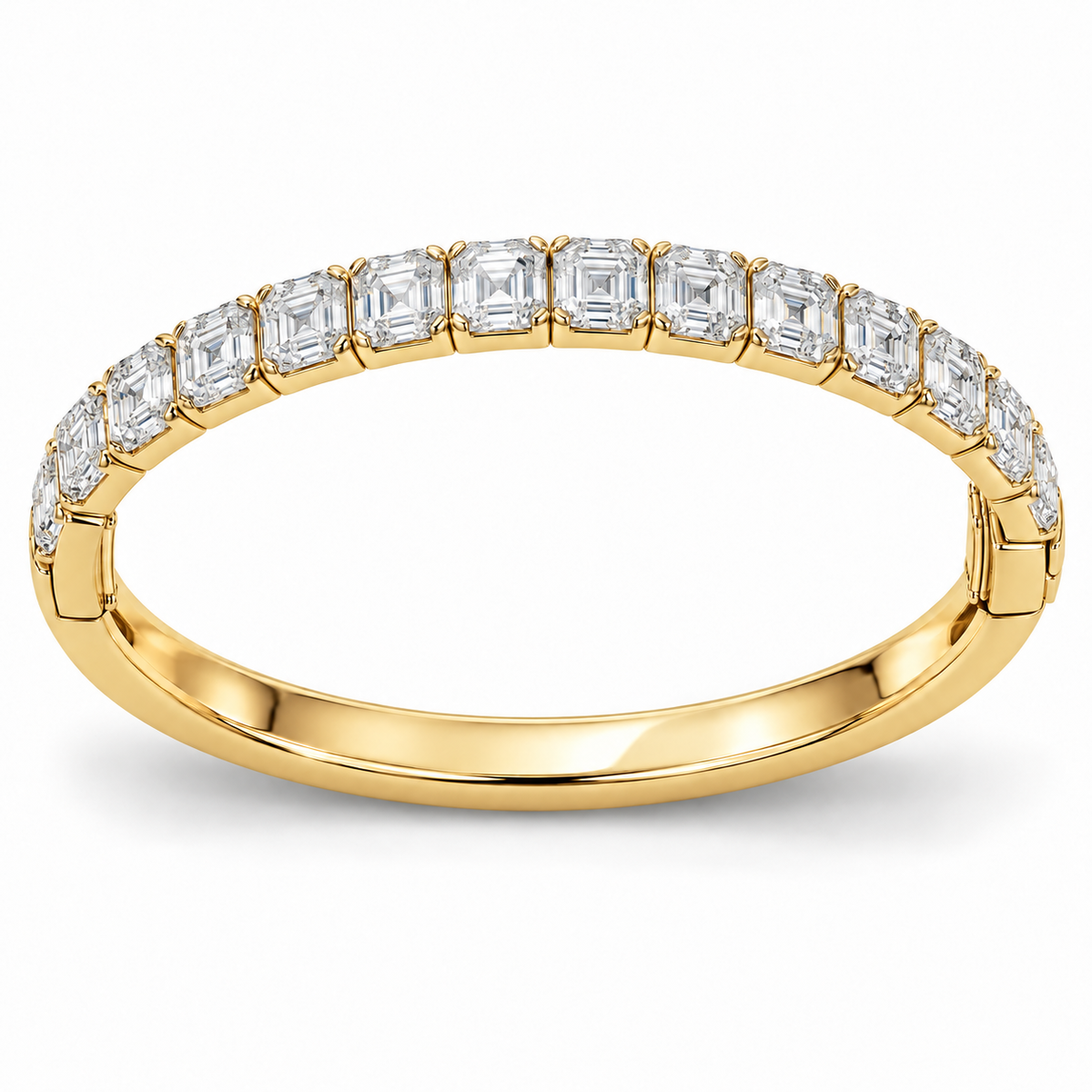 Men’s Asscher Lab Diamond Bangle — 10.75 CTW in 14K Yellow Gold — original product render