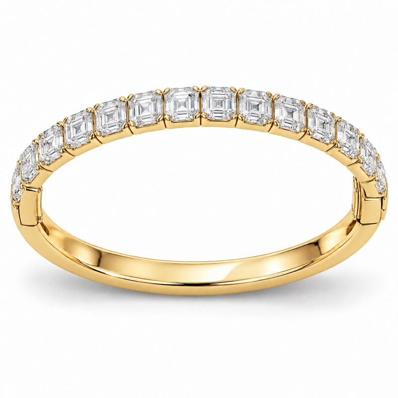 Men’s Asscher Lab Diamond Bangle — 10.75 CTW in 14K Yellow Gold — original product render