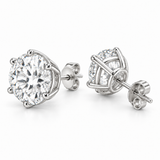 Men’s Six-Prong Lab Diamond Studs — 10 CTW Pair — 14K White Gold alternate angle — illustrative design rendering