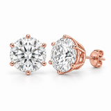 Men’s Six-Prong Lab Diamond Studs — 10 CTW Pair in 14K Rose Gold — original product render