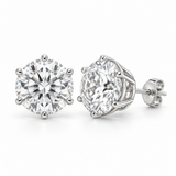 Men’s Six-Prong Lab Diamond Studs — 10 CTW Pair in 14K white gold — illustrative design rendering