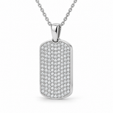 Men’s Pavé Lab Diamond Dog Tag Pendant — 1.50 CTW in 14K white gold — illustrative design rendering