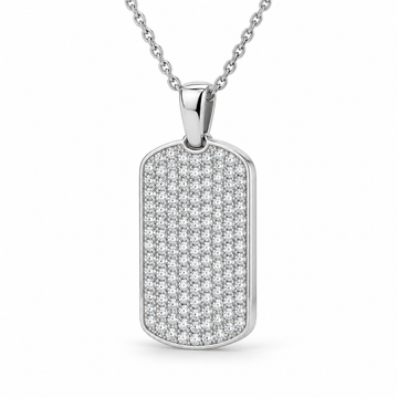 Men’s Pavé Lab Diamond Dog Tag Pendant — 1.50 CTW in 14K white gold — illustrative design rendering
