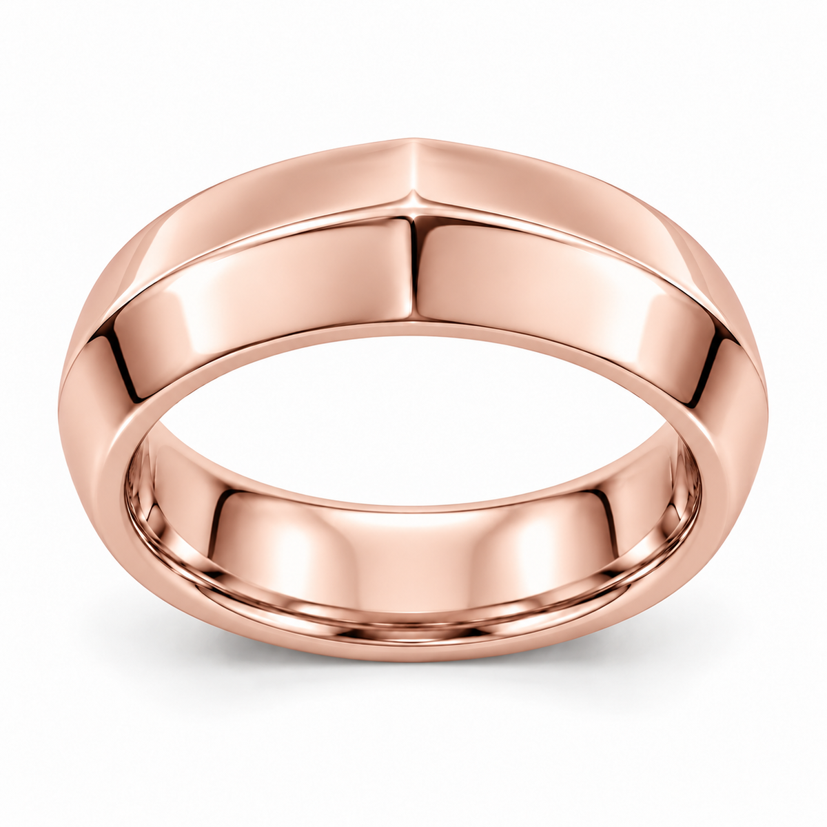 Men's Apex Knife-Edge 6mm Wedding Band in 14K Rose Gold — illustrative design rendering