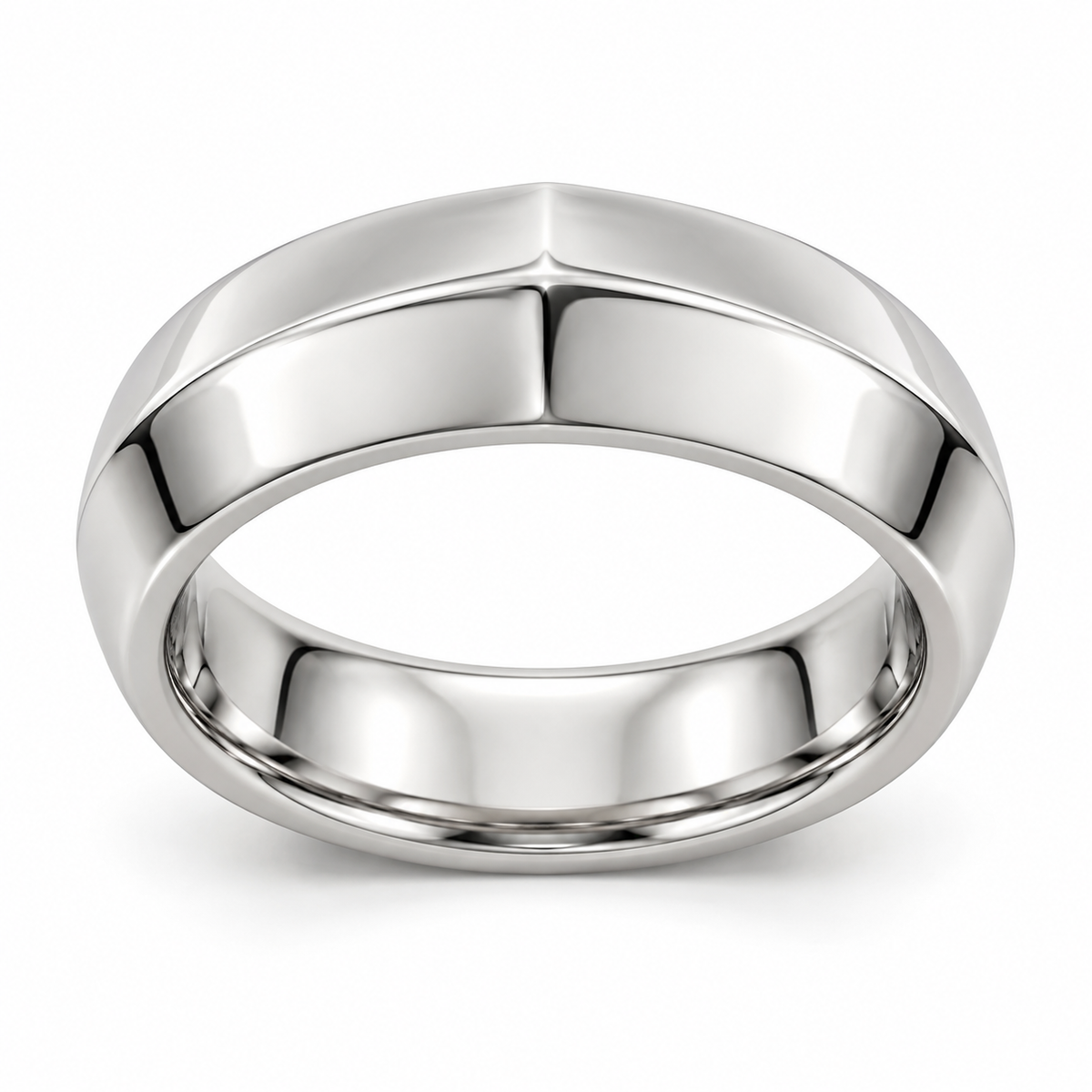Men's Apex Knife-Edge 6mm Wedding Band in 14K White Gold — illustrative design rendering