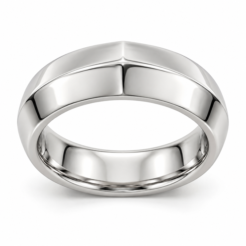 Men's Apex Knife-Edge 6mm Wedding Band in 14K White Gold — illustrative design rendering
