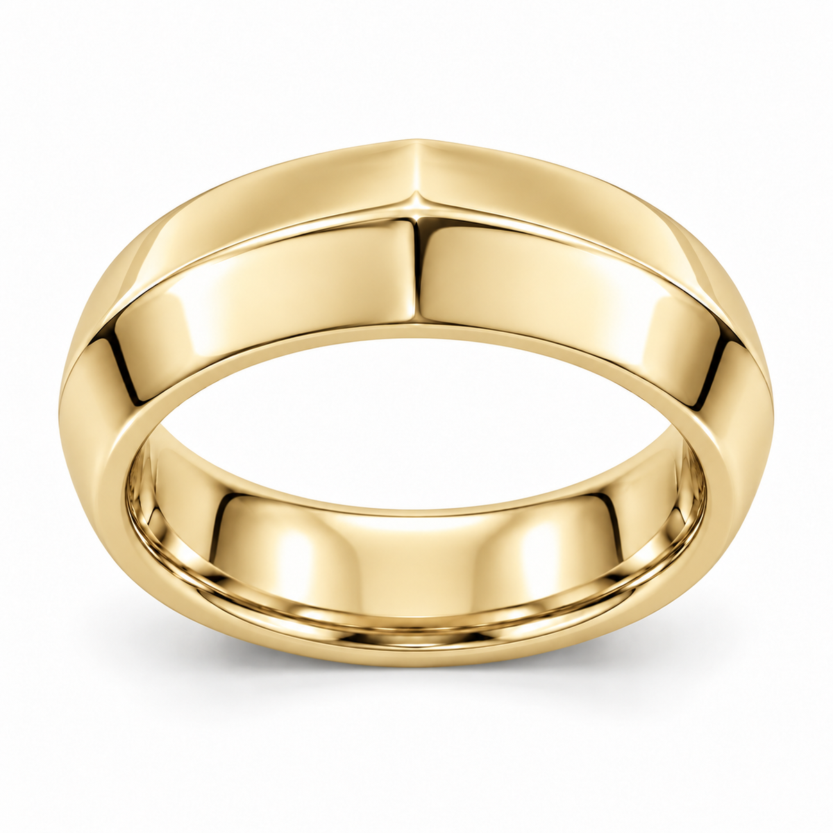 Men's Apex Knife-Edge 6mm Wedding Band in 14K Yellow Gold — illustrative design rendering