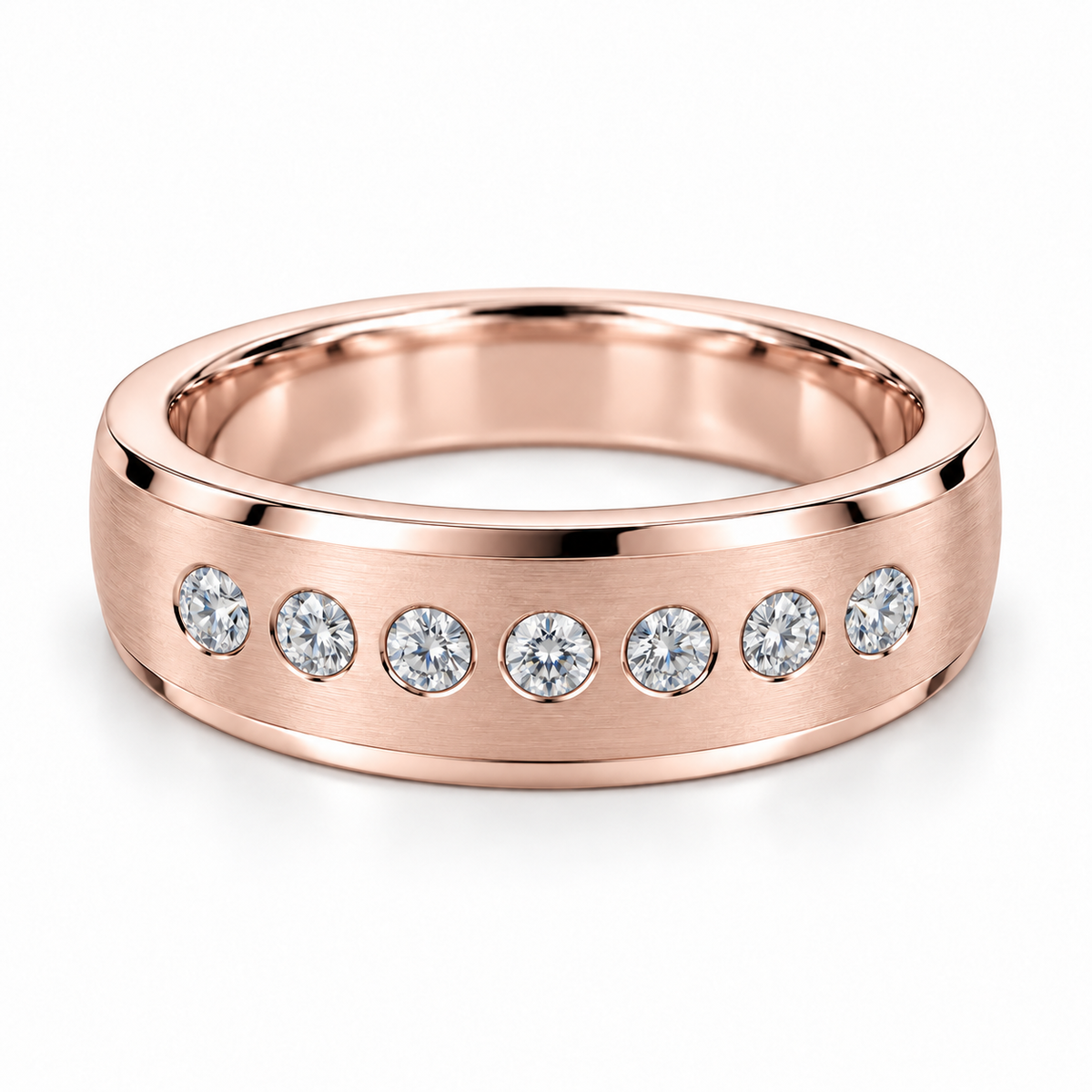 Men’s Satin Seven-Stone Lab Diamond Band — 0.50 CTW in 14K Rose Gold — illustrative design rendering