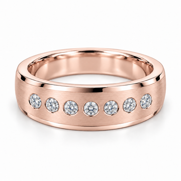 Men’s Satin Seven-Stone Lab Diamond Band — 0.50 CTW in 14K Rose Gold — illustrative design rendering