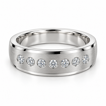 Men’s Satin Seven-Stone Lab Diamond Band — 0.50 CTW in 14K White Gold — illustrative design rendering