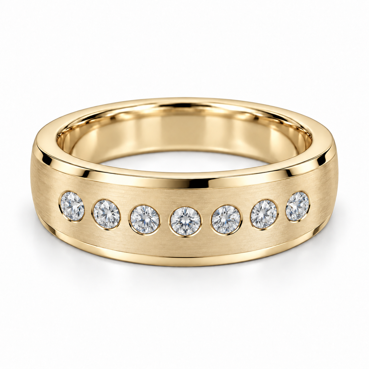 Men’s Satin Seven-Stone Lab Diamond Band — 0.50 CTW in 14K Yellow Gold — illustrative design rendering