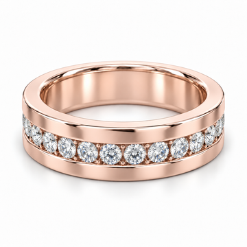 Men’s Horizon Round Channel Lab Diamond Eternity Band — 2 CTW in 14K Rose Gold — illustrative design rendering