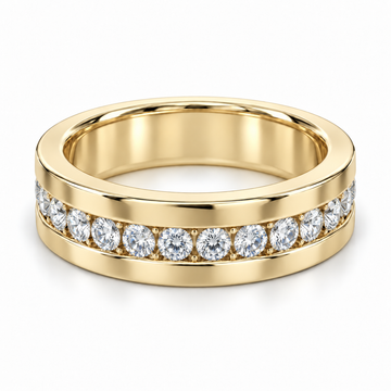 Men’s Horizon Round Channel Lab Diamond Eternity Band — 2 CTW in 14K Yellow Gold — illustrative design rendering
