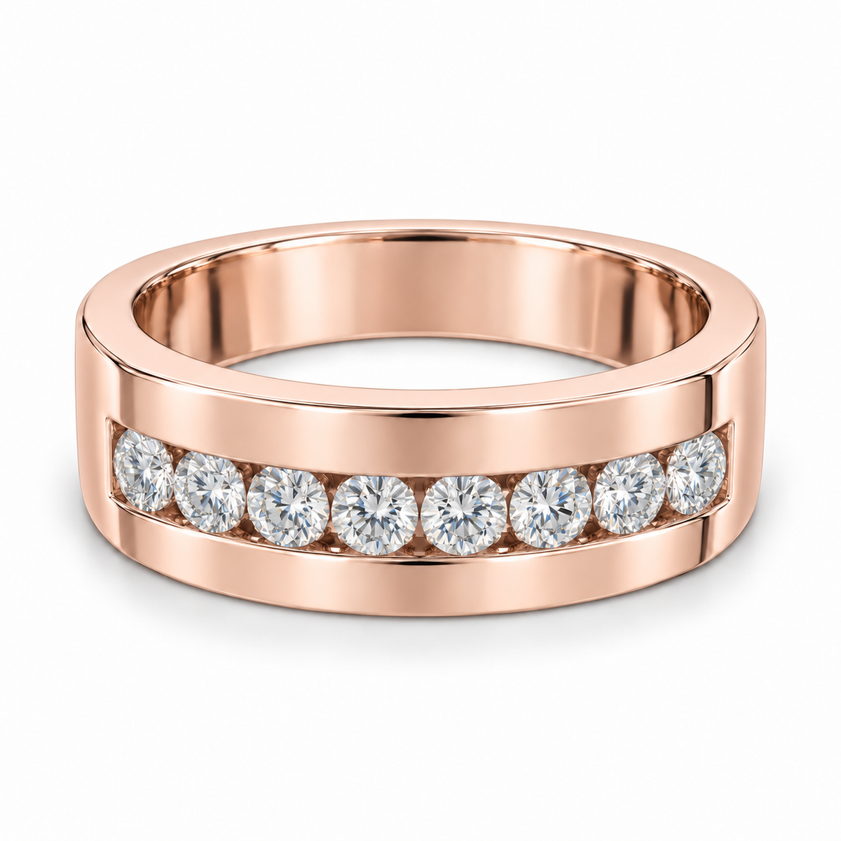 Men’s Summit Eight-Stone Lab Diamond Band — 1 CTW in 14K Rose Gold — illustrative design rendering