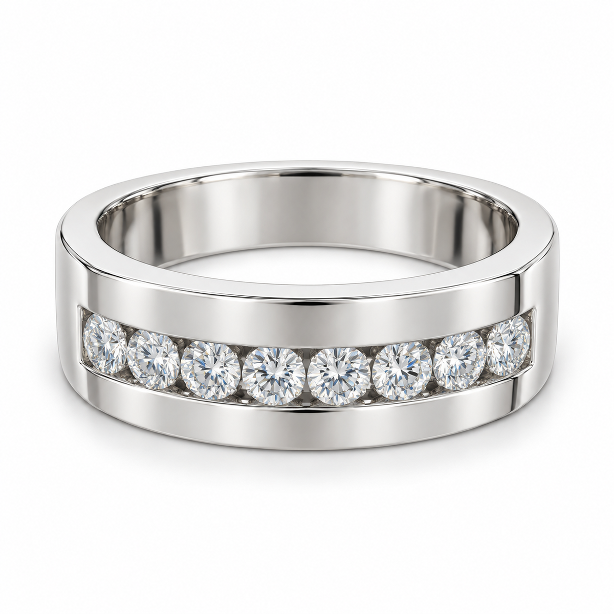 Men’s Summit Eight-Stone Lab Diamond Band — 1 CTW in 14K White Gold — illustrative design rendering