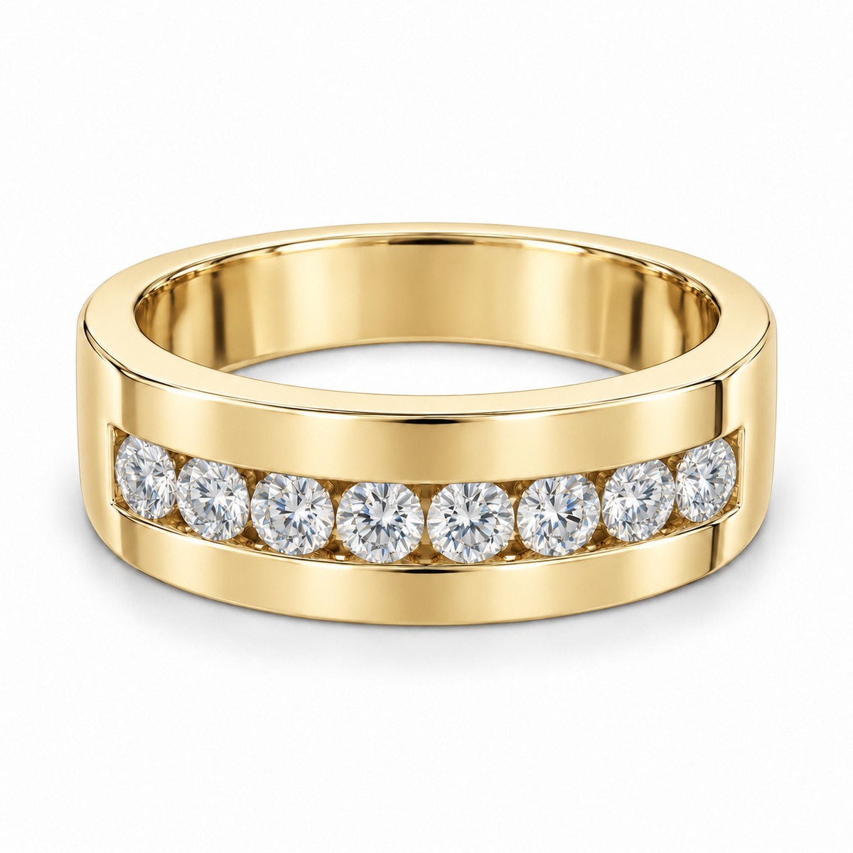 Men’s Summit Eight-Stone Lab Diamond Band — 1 CTW in 14K Yellow Gold — illustrative design rendering