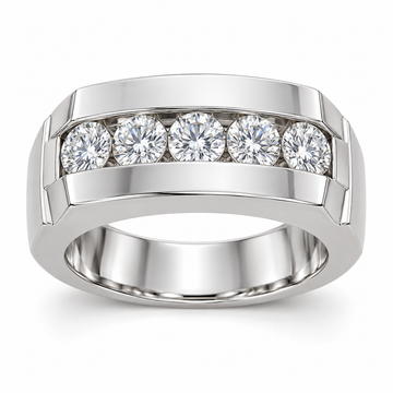 Men’s Atlas Wide Five-Stone Lab Diamond Band — 3 CTW in 14K White Gold — illustrative design rendering