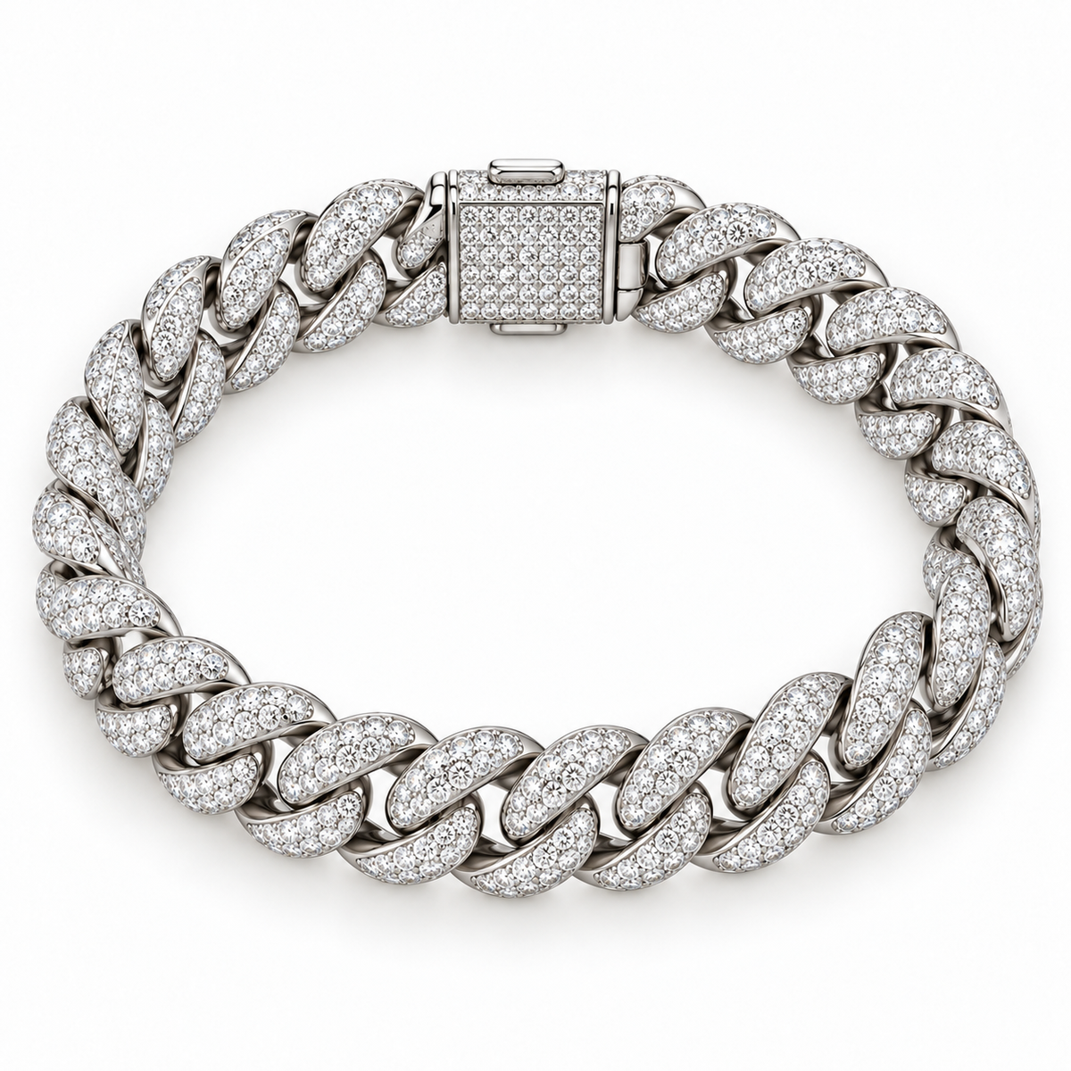 Men’s Pavé Cuban Link Lab Diamond Bracelet — 7.40 CTW — alternate angle — illustrative rendering
