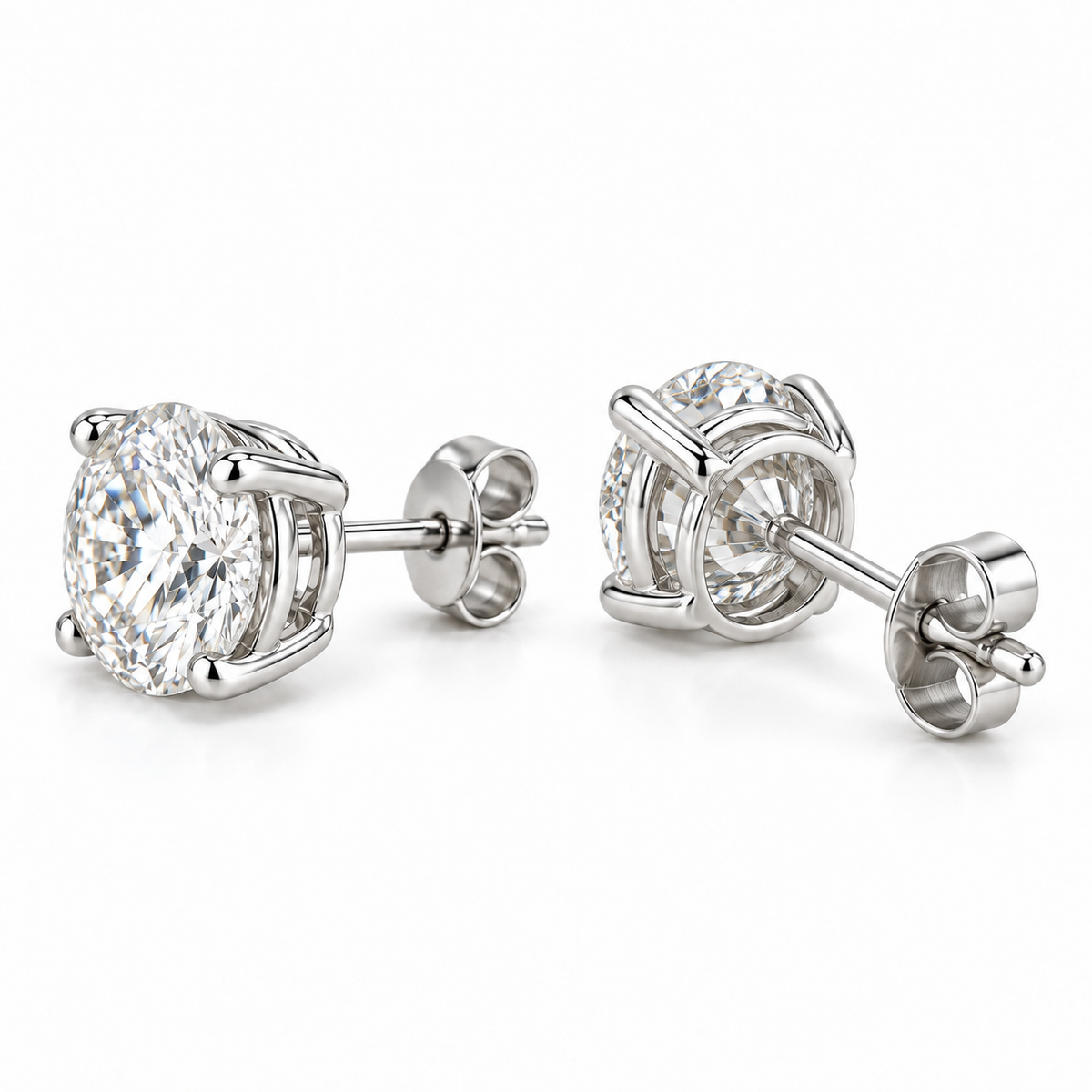 Men’s Round Solitaire Lab Diamond Studs — 1.50 CTW Pair — alternate angle — illustrative rendering