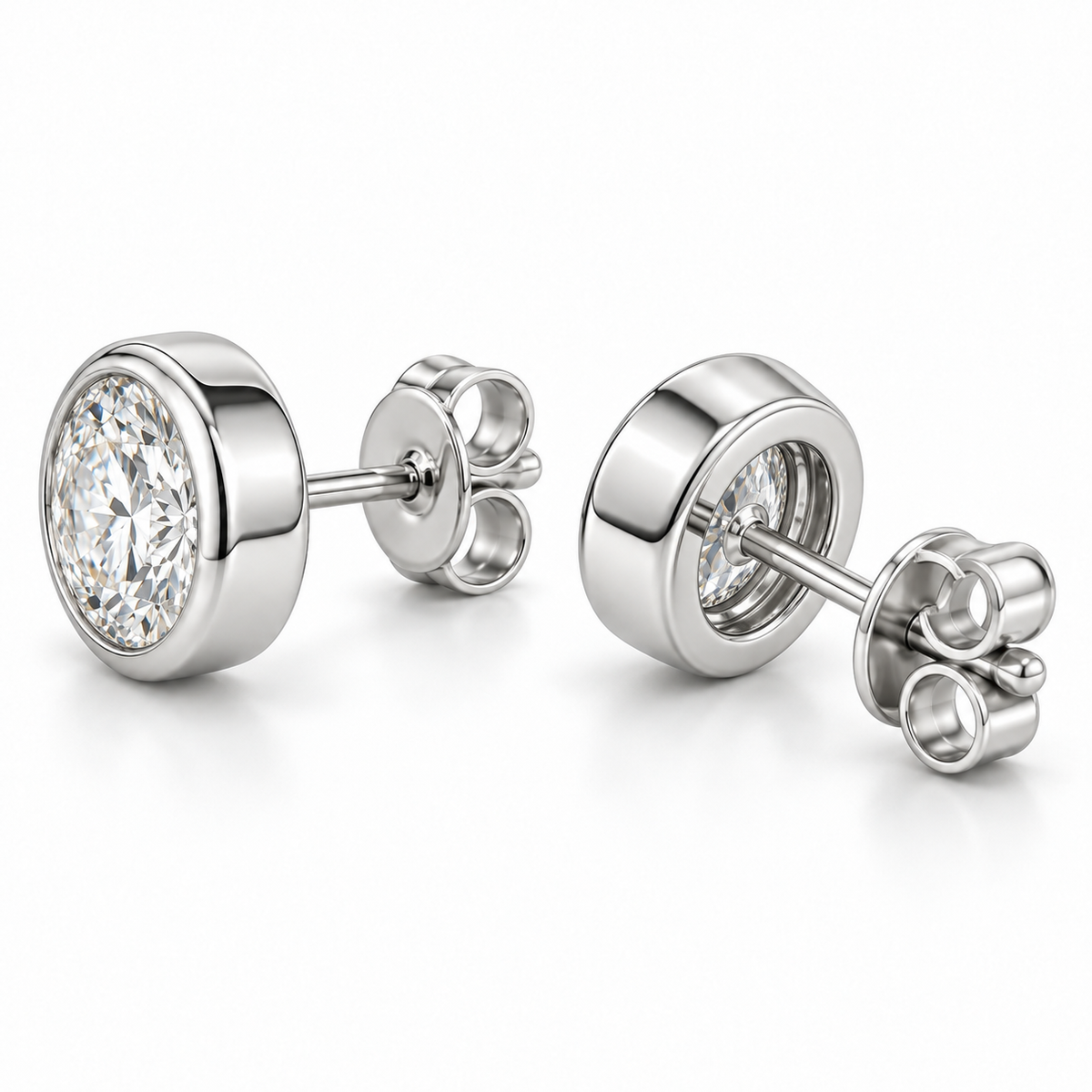 Men’s Bezel Set Lab Diamond Studs — 3 CTW Pair — alternate angle — illustrative rendering