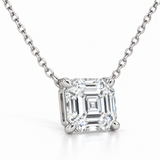 Asscher Solitaire Lab Diamond Pendant Necklace — alternate close-up angle, illustrative design rendering
