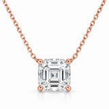 Asscher Solitaire Lab Diamond Pendant Necklace in 14K rose gold — illustrative design rendering