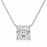 Asscher Solitaire Lab Diamond Pendant Necklace in 14K white gold — illustrative design rendering