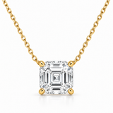 Asscher Solitaire Lab Diamond Pendant Necklace in 14K yellow gold — illustrative design rendering