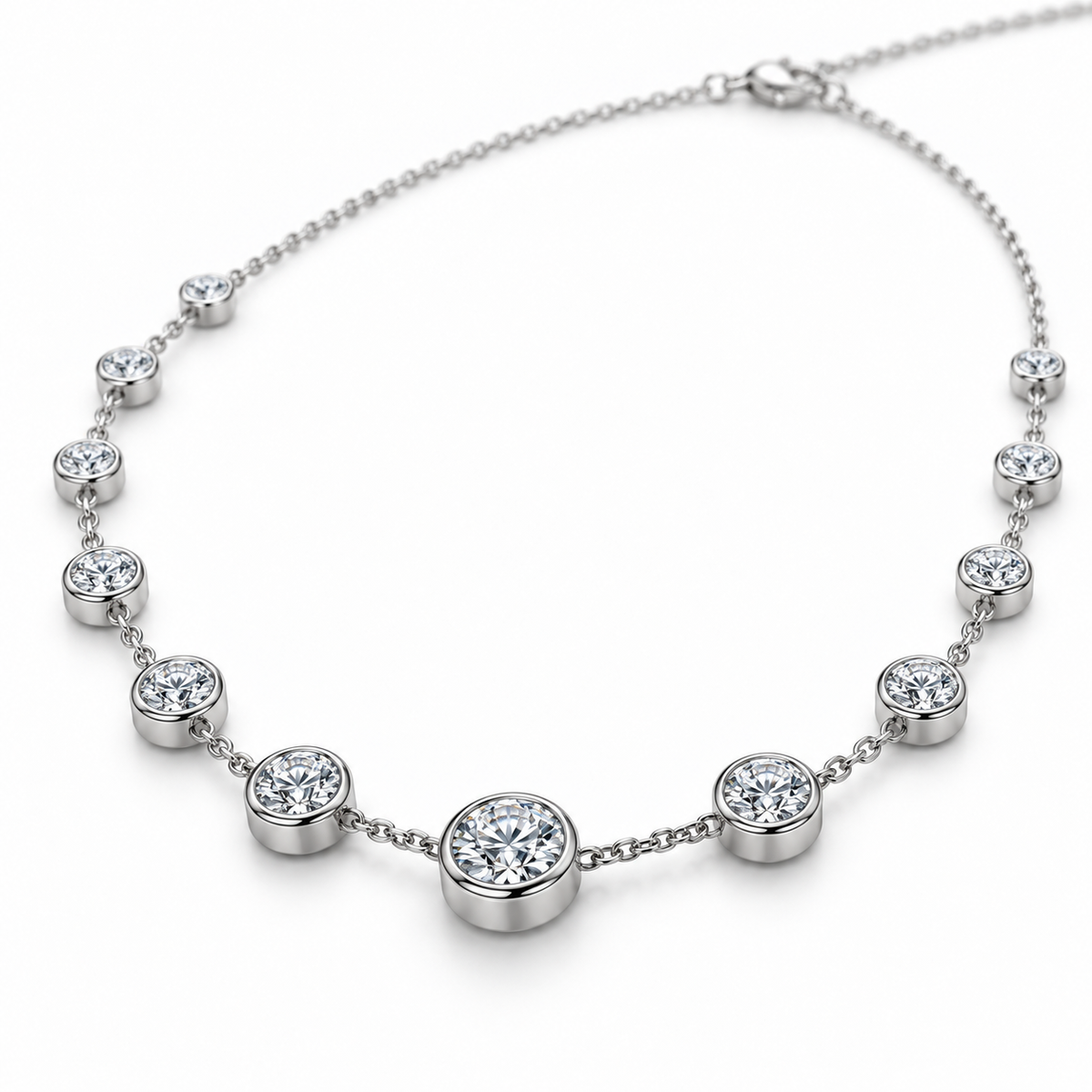 Bezel Station Lab Diamond Necklace — alternate close-up angle, illustrative design rendering