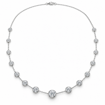 Bezel Station Lab Diamond Necklace in 14K white gold — illustrative design rendering
