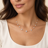 Bezel Station Lab Diamond Necklace — on-neck view, illustrative design rendering