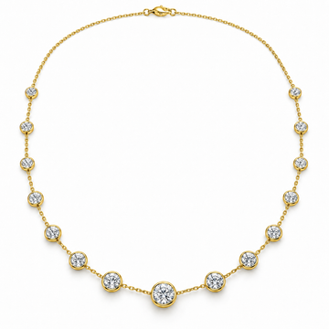 Bezel Station Lab Diamond Necklace in 14K yellow gold — illustrative design rendering