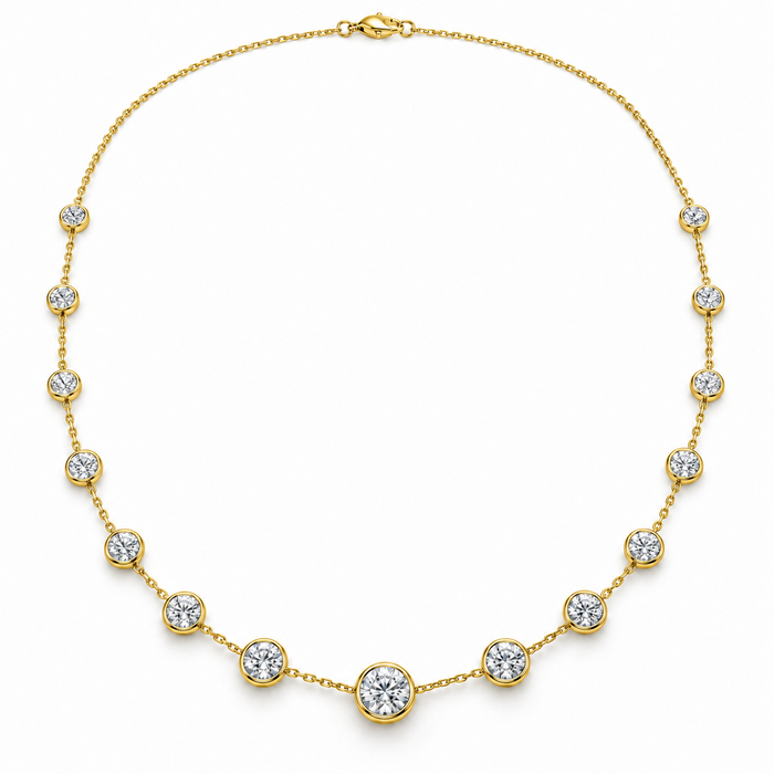 Bezel Station Lab Diamond Necklace in 14K yellow gold — illustrative design rendering
